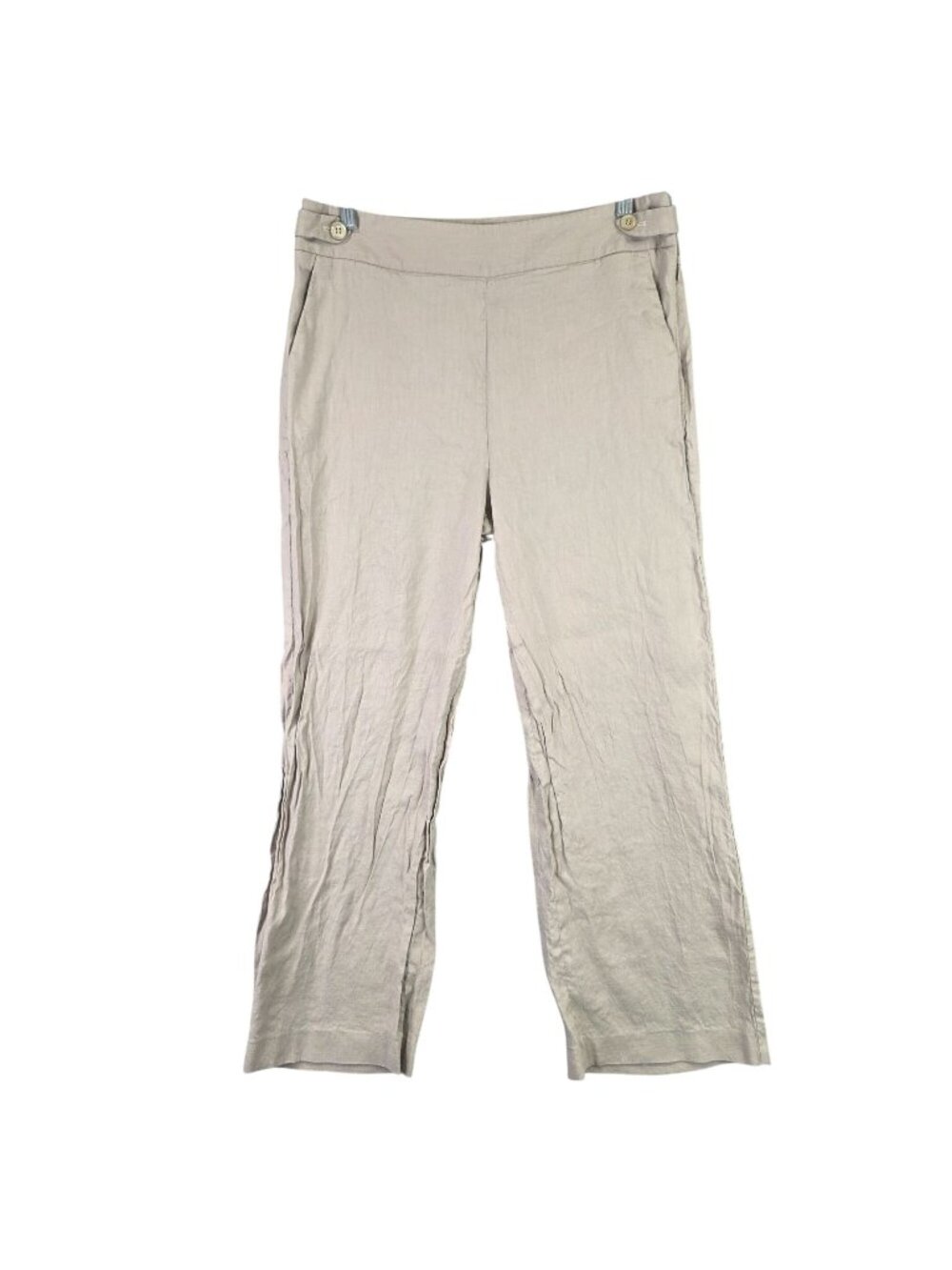 Womens Talbots Petite Beige Linen Blend Straight Leg Pants Mid Rise Size 10P